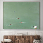 TIDAL GLIDE: Minimalist Textured Swimmer Art