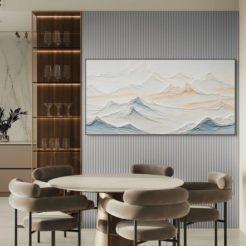 TRANQUIL PEAKS: Textured Serene Mountain Canvas