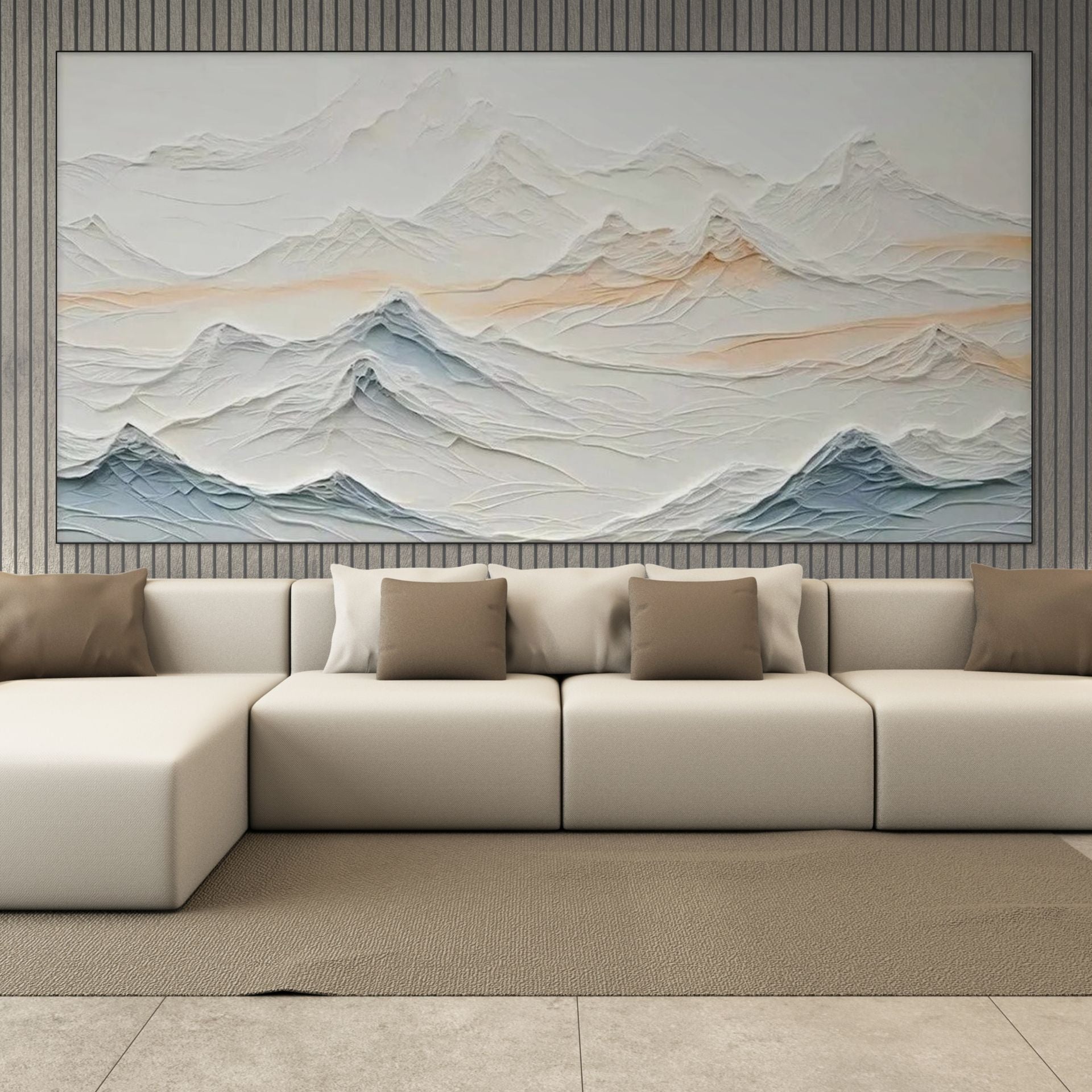 TRANQUIL PEAKS: Textured Serene Mountain Canvas
