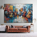 URBAN MELODY: Textured Jazz Band Wall Art