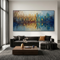 URBAN TWILIGHT:Impasto Golden Sunset Cool Evening Skyline Canvas