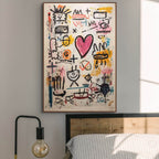 URBAN HEARTBEAT: Graffiti Style Abstract Art Bold Pink Heart Statement