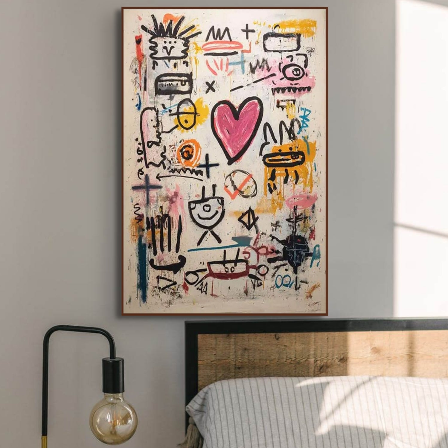 URBAN HEARTBEAT: Graffiti Style Abstract Art Bold Pink Heart Statement