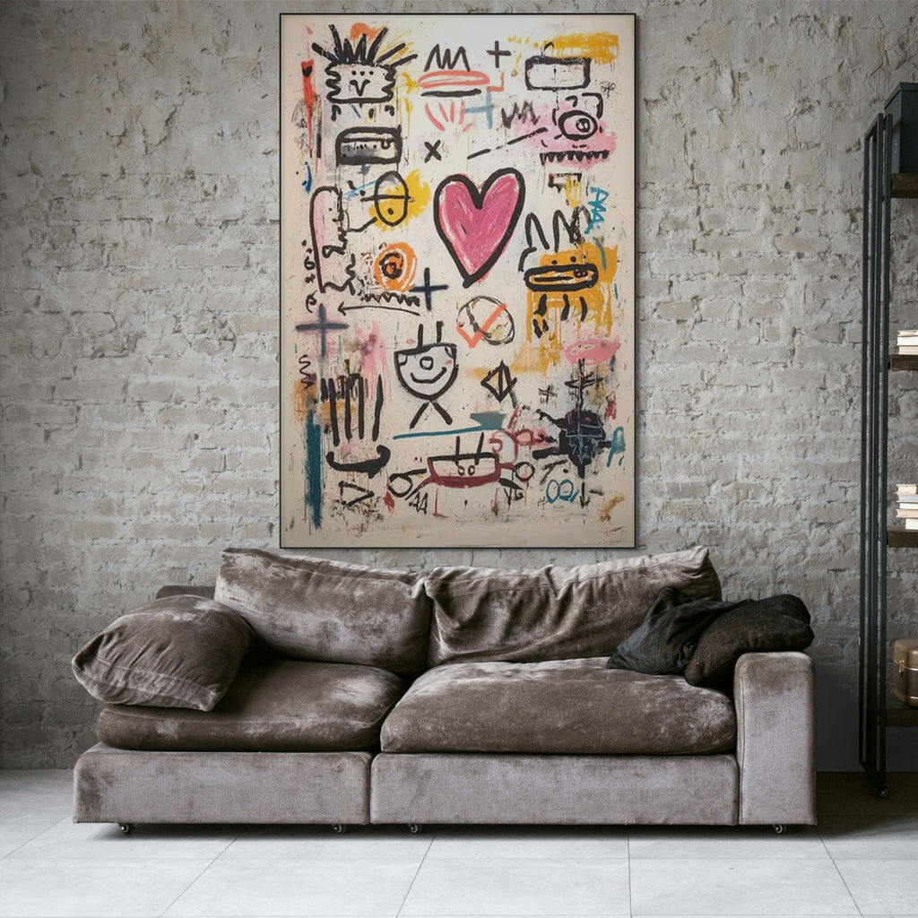 URBAN HEARTBEAT: Graffiti Style Abstract Art Bold Pink Heart Statement
