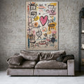 URBAN HEARTBEAT: Graffiti Style Abstract Art Bold Pink Heart Statement