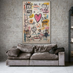 URBAN HEARTBEAT: Graffiti Style Abstract Art Bold Pink Heart Statement