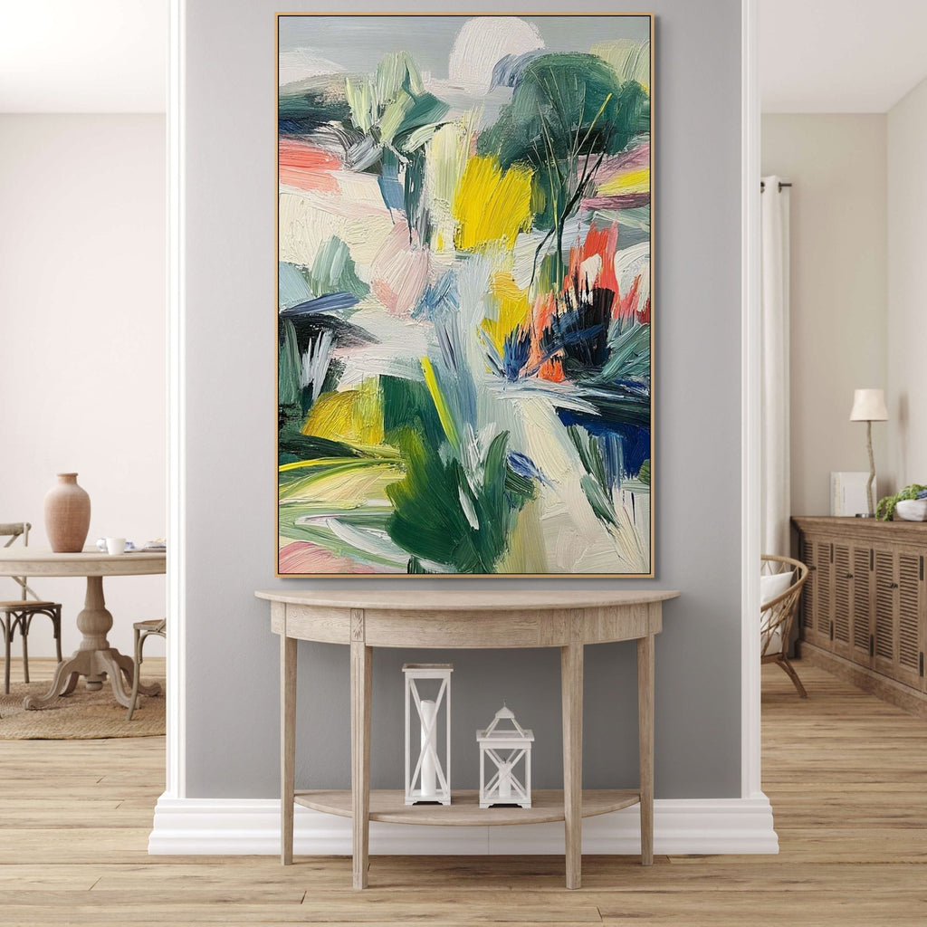 VERDANT RHYTHM: Textured Impasto Vibrant Dance Color Light Canvas