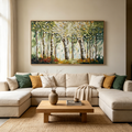VERDANT SANCTUARY:Impasto Sun Dappled Birch Trees Canvas