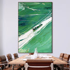 VERDANT VELOCITY: Textured Impasto Painting of a Vintage Racing Car