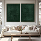 VERDANT VERSES: Wabi Sabi Green Textured Wall Art Set of 2
