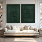 VERDANT VERSES: Wabi Sabi Green Textured Wall Art Set of 2
