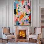 CONFETTI DREAMS: Vibrant Pink and Multicolor Abstract Canvas Wall Art