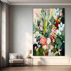 SECRET GARDEN: Vibrant Profusion Of Colorful Blooms Vertical Canvas