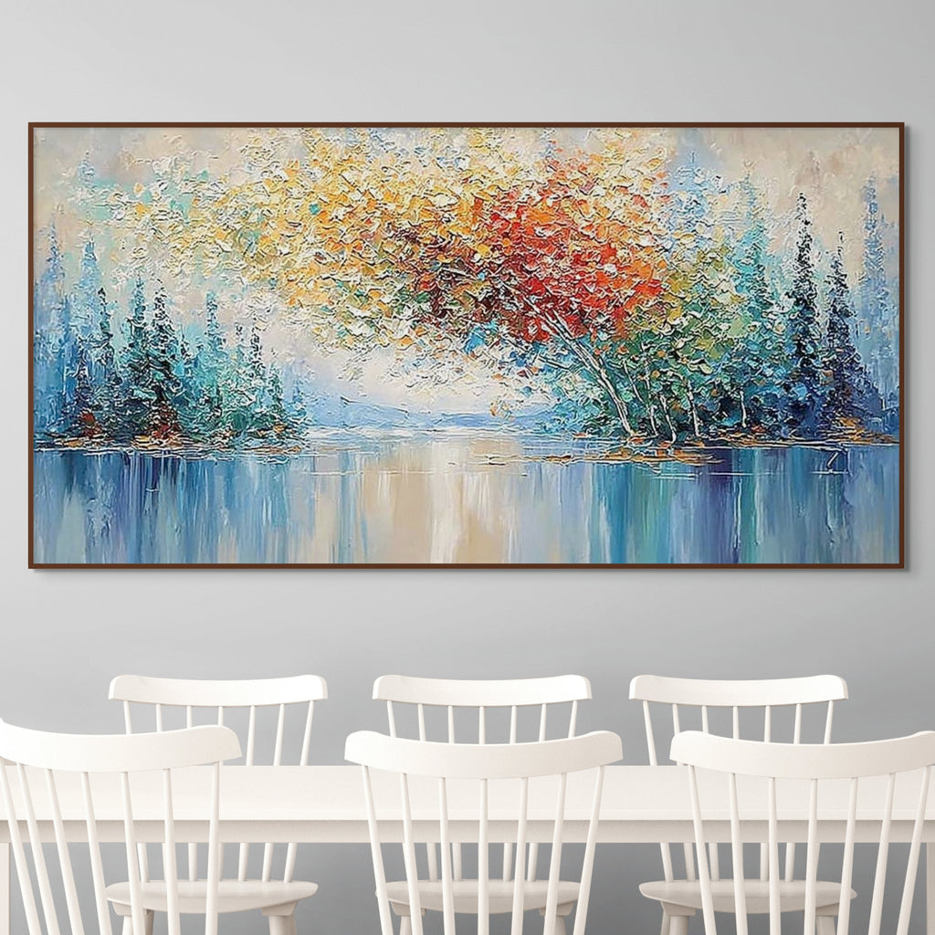 VIBRANT REFLECTIONS: Impasto Explosive Autumn Colors Canvas
