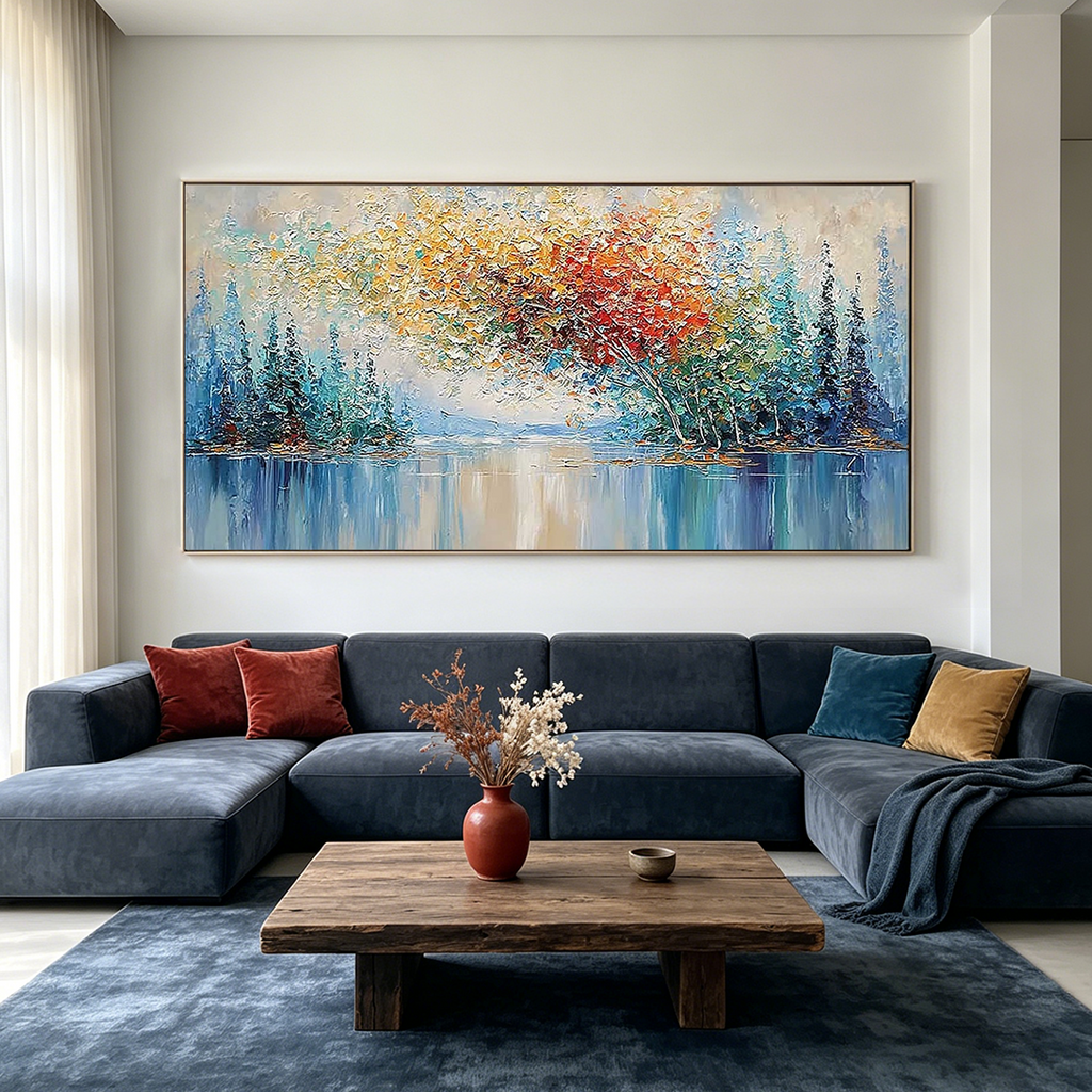 VIBRANT REFLECTIONS: Impasto Explosive Autumn Colors Canvas