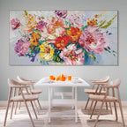 VIBRANT BOUQUET: Impasto Bursting Colorful Floral Canvas
