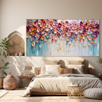 VIBRANT PETALS: Textured Abstract Floral Wall Art Oil Painting