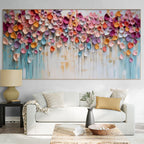 VIBRANT PETALS: Textured Abstract Floral Wall Art Oil Painting