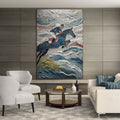 VICTORY'S EDGE: Heavily Textured Impasto Equestrian Art Climactic Jump Passion