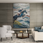 VICTORY'S EDGE: Heavily Textured Impasto Equestrian Art Climactic Jump Passion
