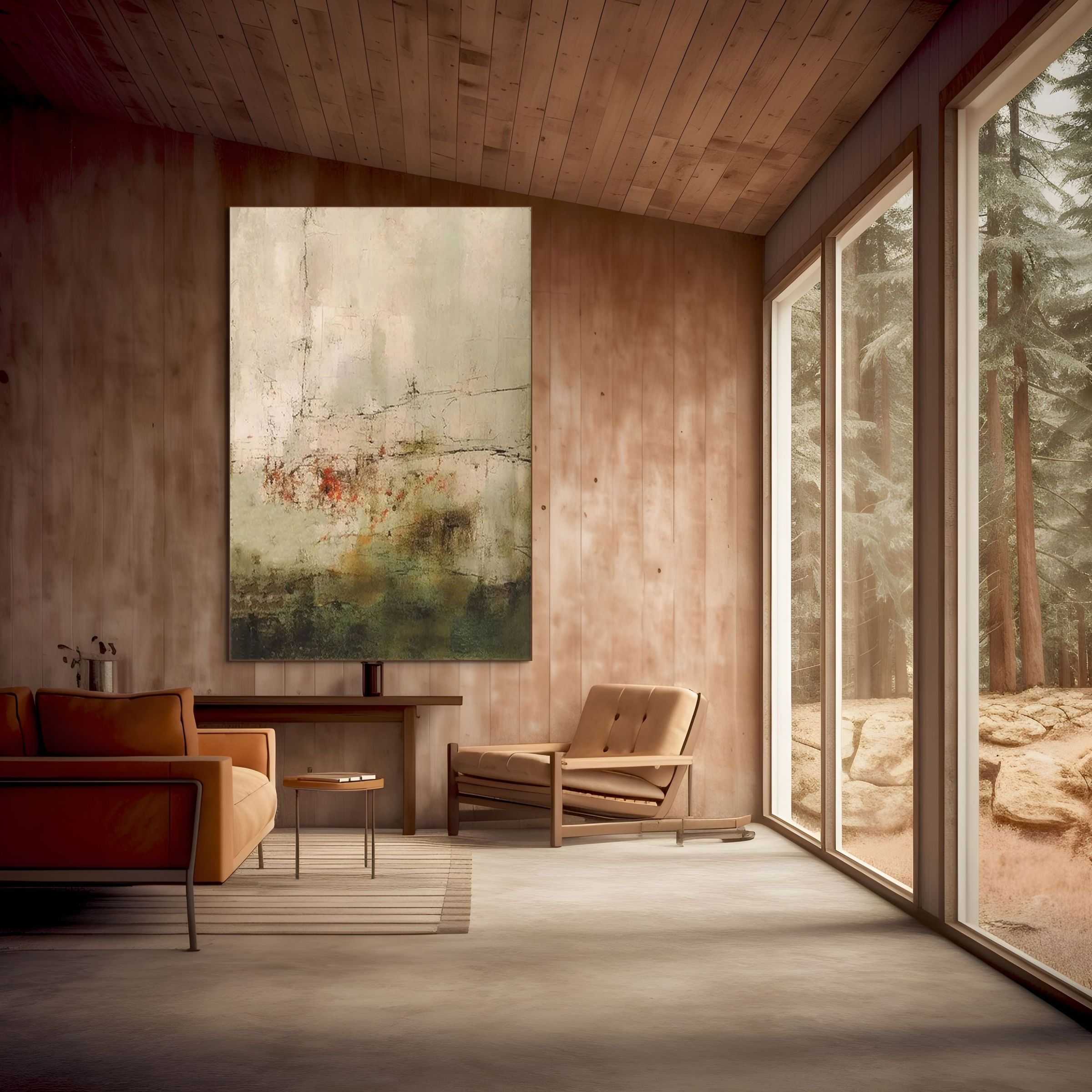 WABI SABI TERRAIN: Minimalist Abstract Landscape Painting with Textured Calm Tones