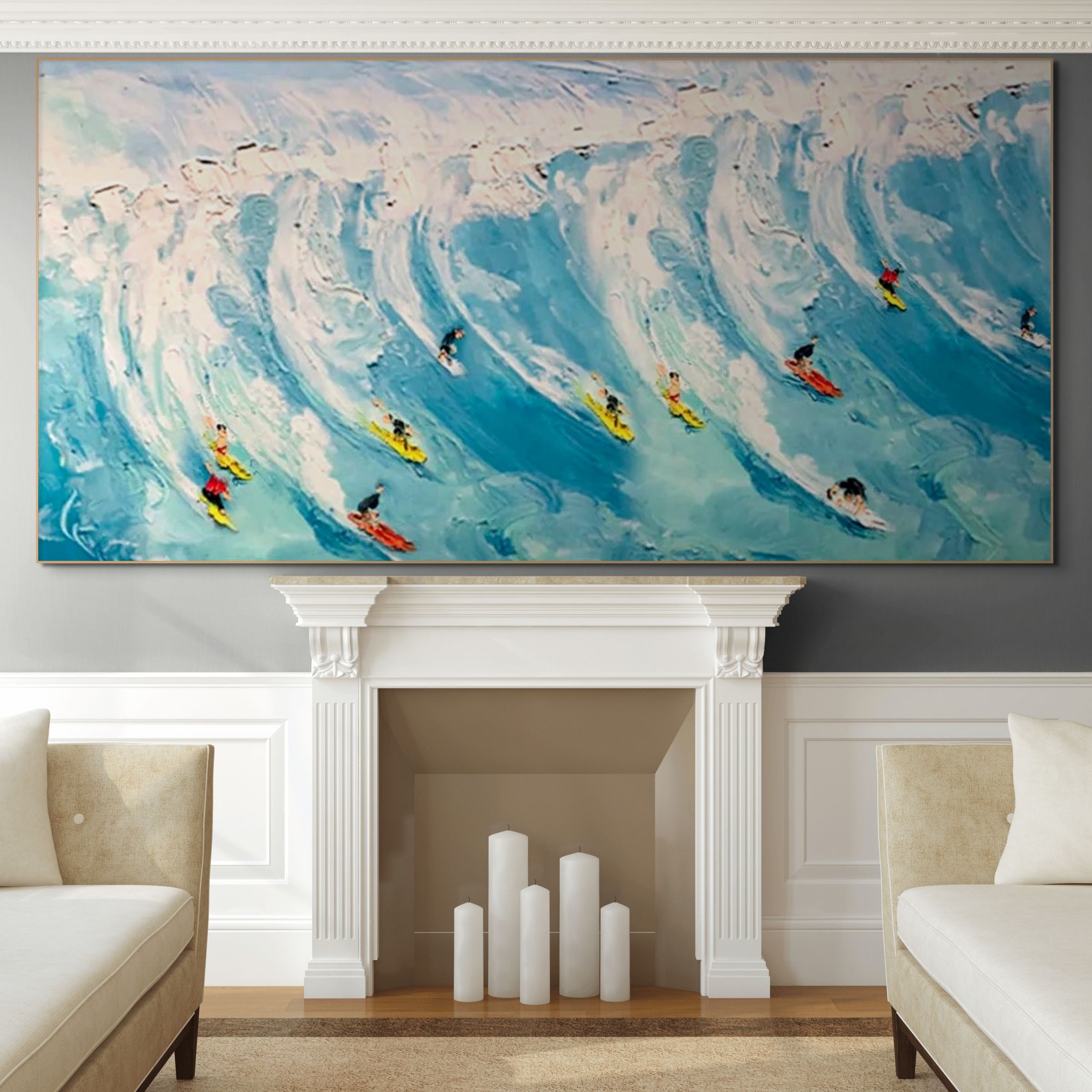 Wave Riders: Textured Ocean Surf Wall Art Coastal Energy Decor