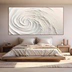 WHIRLWIND: Impasto Dynamic White Swirl Textured Canvas
