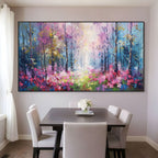 WHISPERING WOODS: Textured Impasto Vibrant Floral Forest Canvas