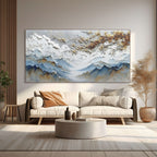 WHISPERS OF THE VALLEY: Impasto Blue Grey Mountain Golden Blossom Canvas