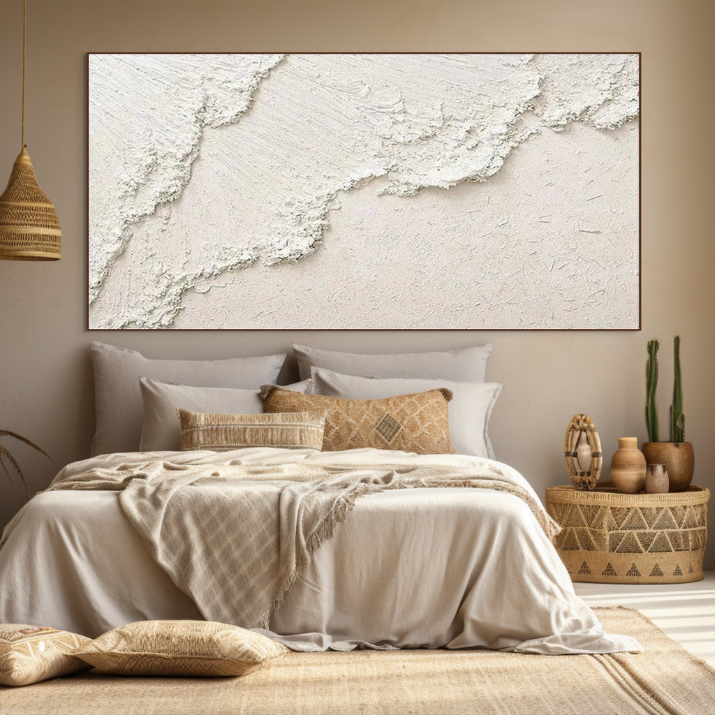 WHITE CREST: Impasto Crashing Waves Nuanced Canvas
