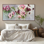 WILD ROSE WHISPERS: Impressionistic Romantic Pinks Burgundy Wild Roses Canvas