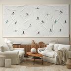 WINTER RHAPSODY: Minimalist Skiing Art on Textured Canvas for Modern Sporty Decor