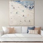 WINTER'S DANCE: Impressionistic Skiing Art on Square Canvas
