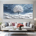WINTER'S EMBRACE: Solitary Tree Snow Impasto Canvas