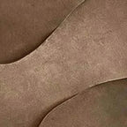 Close-up of brown textured abstract painting with coarse, swirling lines, showcasing earthy elegance. By Javier Ramirez.