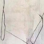 Minimalist Abstract Duo: Black and white fluid line art by Javier Ramirez on textured neutral background.