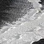 Liam O'Connell Black and White Ocean Triptych, abstract artwork, textured canvas depicting waves and shoreline in monochrome.