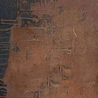 Close-up of Javier Ramirez's Rustic Texture painting, showing layered brown impasto and dark gray accents.