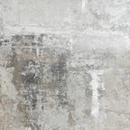 Javier Ramirez Grey Abstract Textured Painting, vertical wall art with layered grey tones, minimalist decor.