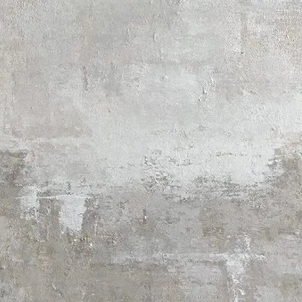 Grey abstract diptych by Javier Ramirez. Vertical wall art set of two featuring textured grey layers, minimalist home decor.