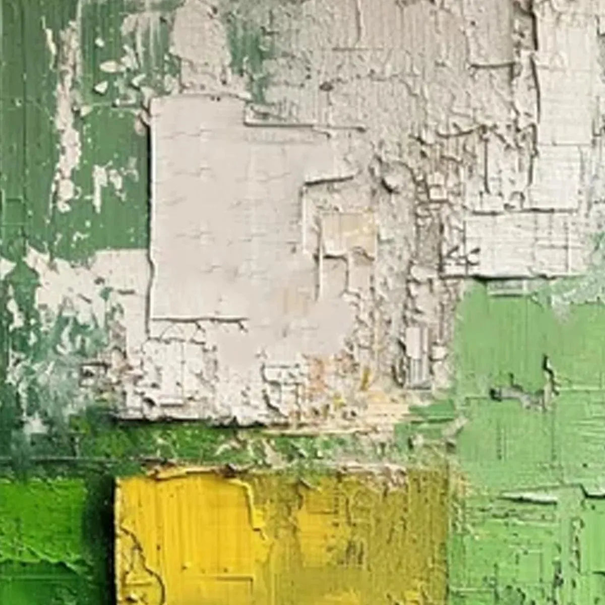Isabella Rossi textured abstract painting, green and yellow, vertical art for modern decor, featuring vibrant color contrast.