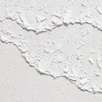 White Textured Waves Diptych by Isabella Rossi: Close-up of white impasto on canvas. Textured abstract vertical wall art.