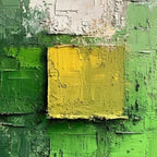Textured Green and Yellow Abstract Painting by Isabella Rossi, featuring vibrant color contrast, perfect for modern decor