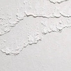 White Textured Waves Diptych by Isabella Rossi: Close-up of white impasto abstract art.