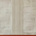 Textured Minimalist Landscape art by Javier Ramirez, beige, terracotta abstract painting with vertical lines, modern wall art