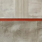 Textured Minimalist Landscape by Javier Ramirez: Terracotta, beige, and off-white abstract art, vertical lines.