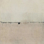 Minimalist Earthscape abstract painting by Javier Ramirez, neutral tones, textured canvas, vertical wall art.