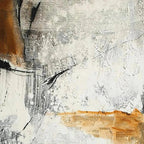 Abstract painting in brown and white by Javier Ramirez. Modern textured wall art for home and office decor.