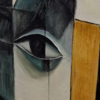 REFLECTION: Fragmented Abstract Face Contrast Blocks Oil Painting
