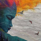 FOREST MUSE: Mystical Textured Portrait with Nature in Impasto Style